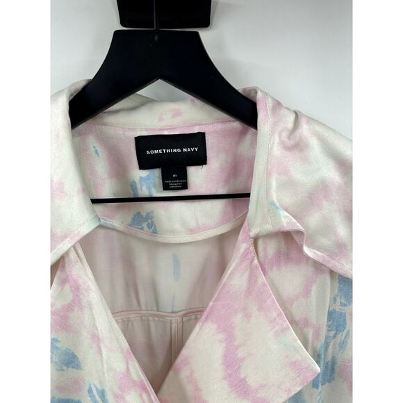 SOMETHING NAVY Spring DUSTER Runway Tie Dye Trench Size Medium - Picture 4 of 10